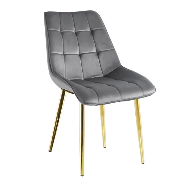 Krzesło tapicerowane szary nogi złoty J262-1